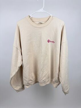 Spotify Cream Graphic Crewneck Sweatshirt Sz L